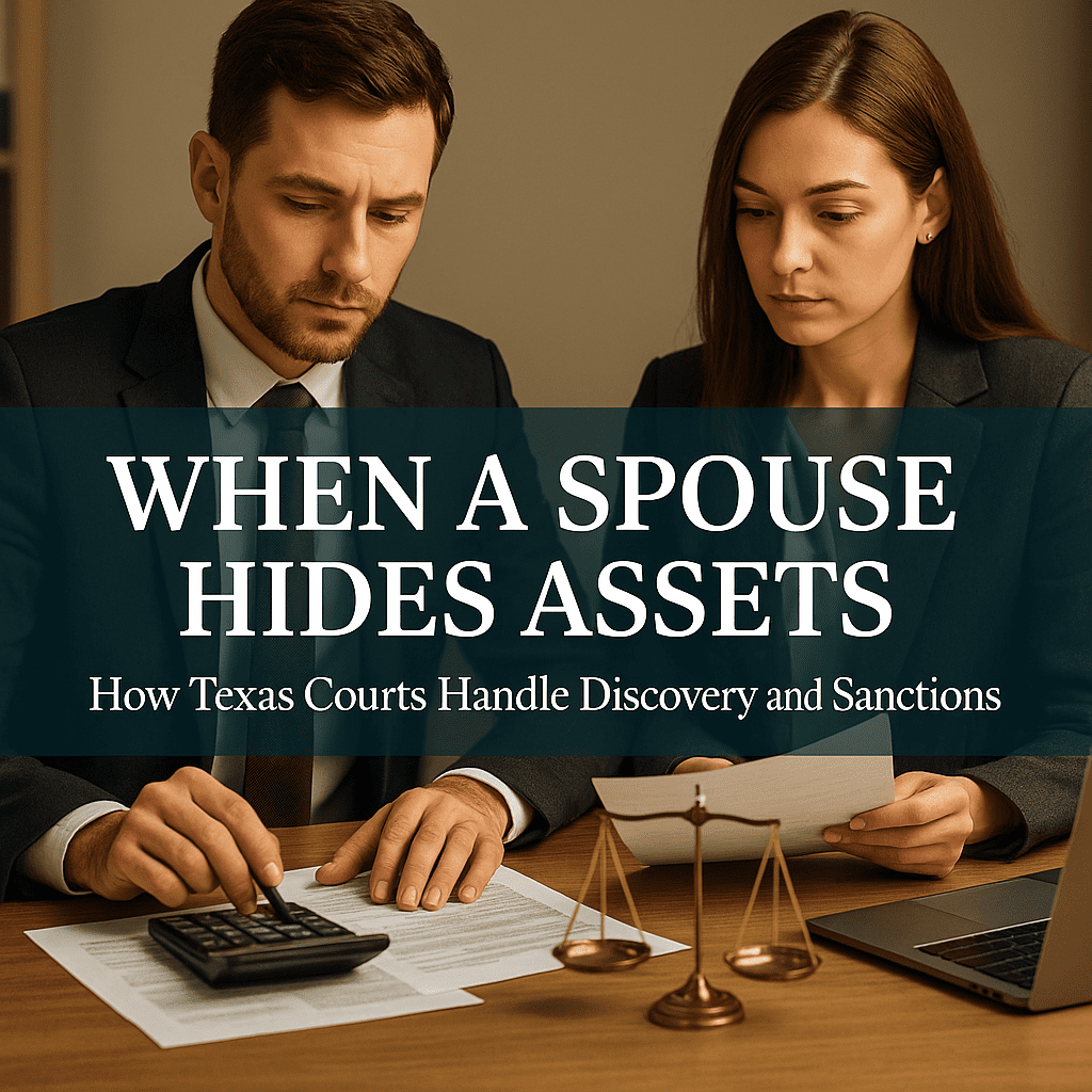 When a spouse hides assets in Texas divorce – legal discovery and sanctions