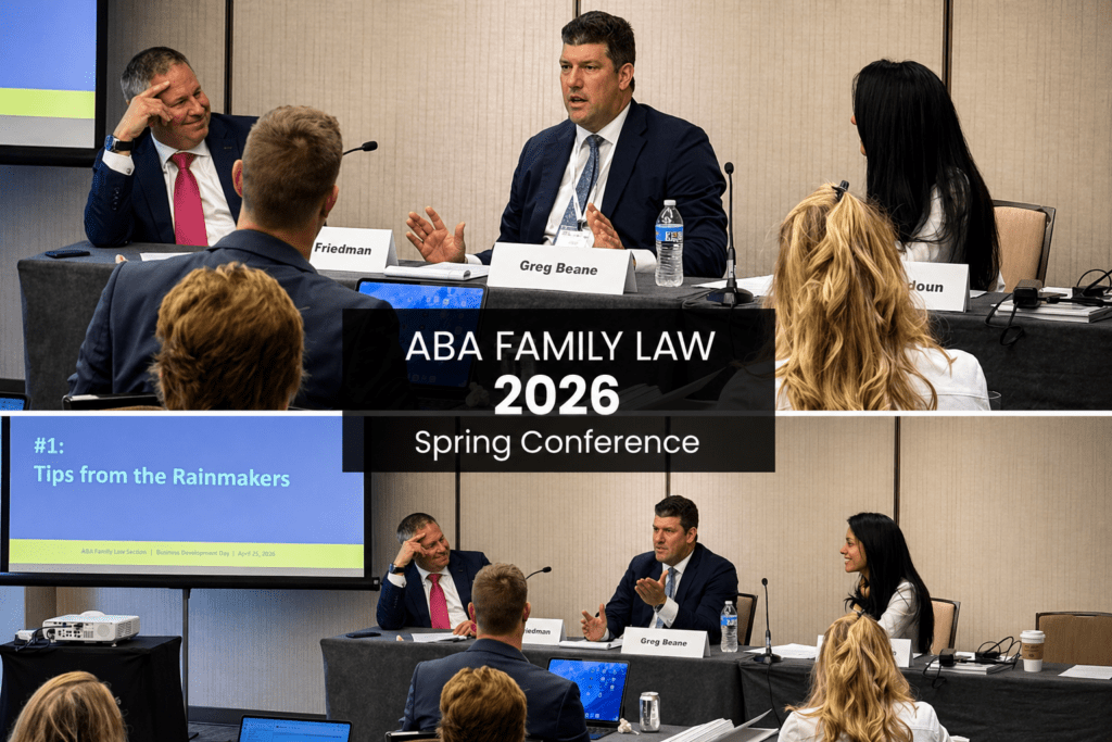 Greg Beane speaking at the ABA Family Law Section 2026 Spring Conference on behalf of Webb Family Law