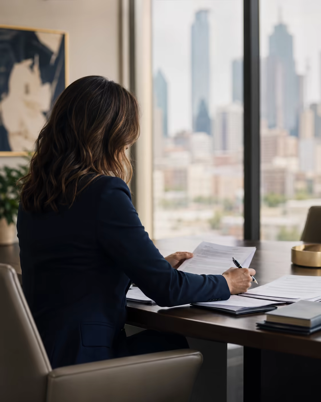 Dallas divorce attorney consultation reviewing legal and financial documents