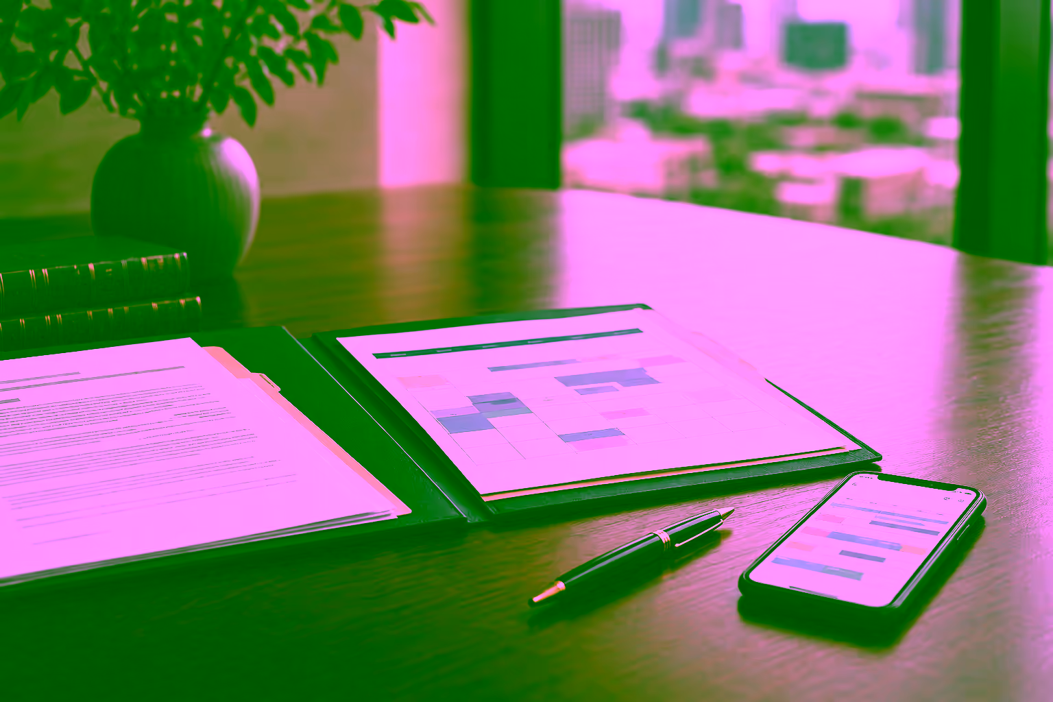 Court order, parenting calendar, and planning documents for a post-divorce modification
