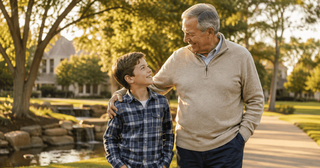 Grandparent and grandchild discussing grandparents’ rights in Texas